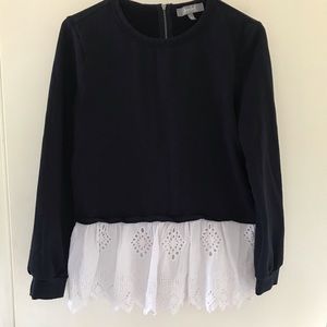 Cotton sweater with lace detailing